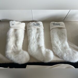 RH Restoration Hardware White Faux Fur Christmas Stockings